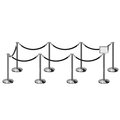 Montour Line Stanchion Post & Rope Kit Pol.Steel, 8FlatTop 7Blk Rope 8.5x11H Sign C-Kit-7-PS-FL-1-Tapped-1-8511-H-7-PVR-BK-PS